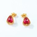 wholesale 10K Gold Plated S925 Silver Pigeon Blood Red Corundum Drop Earrings for Women, Japanese and Korean Creative Design, Fresh and Versatile High-End Style-0-1