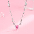 wholesale S925 Sterling Silver Pink Diamond Zircon Heart Necklace, Light Luxury Niche Women's New Trendy Design-0-1