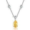 wholesale S925 Sterling Silver Jewelry Women's Yellow Diamond Teardrop High Carbon Diamond Bubble Chain Versatile High-End Collarbone Necklace-0-4