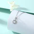 wholesale S925 Sterling Silver Gemstone Colored Zircon Pendant Flower Aquamarine Collarbone Chain Star Necklace Women High-end Wholesale-0-2