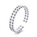 wholesale S925 Sterling Silver Minimalist Double-Layer Dot Bead Open Ring French Ins Style Index Finger Ring-0-4