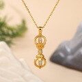 wholesale 【SEIKO】18K Gold-Plated, Misfortune-Dispelling Vajra·Ancient Method Hollow Pendant Necklace, Hand-Inlaid with 5A Zircon-0-1