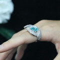 wholesale 925 Silver Gold-Plated Ring with High-Carbon Diamond, Paraiba, and Aquamarine Cut Waterdrop Cala Lily Design, Versatile Women's Ring-0-1