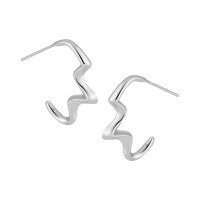 wholesale S925 Sterling Silver Irregular ECG Design Ear Studs Women Aloof Style Small Ins Minimalist Temperament Silver Earrings-Platinum [with sterling silver ear plugs] &gt; 925 silver
