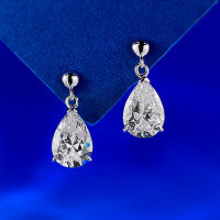 wholesale S925 Metal Pendant Earrings for Women, 7*10mm Teardrop Earrings, Celebrity Style Elegant Internet-Famous Earrings-E578 Water Drop Earrings 925 Silver