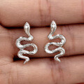 wholesale S925 Sterling Silver Micro-Inlaid Zircon Snake Earrings, Fashionable Commute OL Personality Trend High-End Ear Accessories-0-1