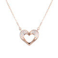 wholesale S925 sterling silver Korean-style romantic sweet heart-shaped zirconia inlaid pendant fashion creative women's necklace-0-4