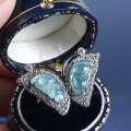 S925 Silver Wholesale Butterfly Ring with NaturalBlue Water Jade-0-1