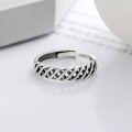wholesale S925 Sterling Silver Retro Hollow Mesh Weave Irregular Ring Creative Trendy Fashion Design Sense Ring-0-3