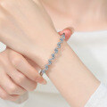 S925 Silver Moissanite Bracelet with 950 Platinum Plated Wave Design and Push Clasp-0-2