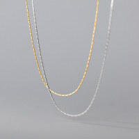 wholesale 925 Sterling Silver Minimalist Line Necklace Delicate Everyday Ins Style Fine as Silk Sweet and Cool Layering Collarbone Chain Y00224-S925 silver necklace gold 925 silver