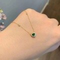 wholesale 925 Sterling Silver Plated with 18K Gold Emerald Stone Heart Necklace for Women with Diamond Accents, Simple and Versatile Collarbone Chain That Brightens the Skin-0-4