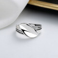 wholesale S925 Sterling Silver Wide Leaf Design Ring Hip Hop Punk Style Trendy Fashion Versatile Index Finger Ring for Men and Women-0-1