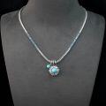 wholesale 925 Silver Gold-Plated Pendant Chain with High-Carbon Diamond, Turquoise Cabochon, and Luxurious Floral Design, Versatile Jewelry for Women-0-0