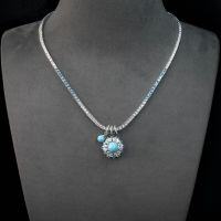 wholesale 925 Silver Gold-Plated Pendant Chain with High-Carbon Diamond, Turquoise Cabochon, and Luxurious Floral Design, Versatile Jewelry for Women-Blue Pine Necklace 925 Silver