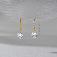 wholesale S925 Sterling Silver Classic Minimalist Naked Diamond Exquisite and Delicate Design Single Diamond Pendant Ear Hook M06063-S925 silver pair gold 925 silver