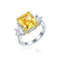 wholesale S925 Sterling Silver 8-Carat Square Diamond Ice Flower Cut High-Carbon Diamond Ring for Women, Exaggerated Light Luxury Niche Ring Band-0-1