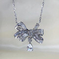 wholesale S925 Silver Bow Necklace with Pendant, Zhuo Zhifan Jewelry New Light Luxury Fashion European and American Women's Hot Seller-0-0