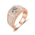 wholesale 9/10/14/18K Gold/Rose Gold/Yellow Gold 1-Carat Moissanite D Color Luxury Halo Men's Ring, Colorfast-0-3