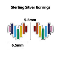 wholesale 925 Sterling Silver Irregular Colorful Stud Earrings For Women-Rainbow Heartbeat Sterling Silver Earrings
