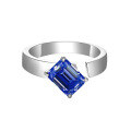 wholesale Champagne Gold, Yun Tong Jewelry Ins-style Colored Moissanite Emerald Cut 5*7mm 1 Carat Moissanite Pinky Ring-0-8