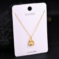 S925 Sterling Silver K Gold Pendant Necklace with Gourd and Plain Pi-0-51