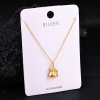 S925 Sterling Silver K Gold Pendant Necklace with Gourd and Plain Pi-S925 Sterling Silver YD-9737BJ 925 Silver