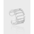 wholesale S925 Sterling Silver Korean Version Ins Minimalist Style Light Luxury Advanced Sense Full Diamond Vertical Strip Hollow Open Adjustable Ring for Women-0-0