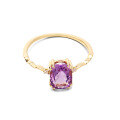 wholesale 9K Gold Yili Jewelry Small Wave Amethyst Ring for Women, One-Click Dropship Minimalist Versatile Square Hand Accessory-0-4