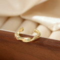 wholesale 925 Silver Tide Wave Ring, Minimalist Irregular Twist Adjustable Open Band Index Finger Ring-0-4