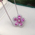 wholesale S925 sterling silver full-body fashion and unique floral necklace with cherry blossom pendant, luxurious yet simple for daily wear, exuding a premium feel-0-4