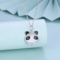 wholesale S925 Sterling Silver White Mother-of-Pearl Little Panda Necklace for Women, Small-scale Design Mascot, Lovely Cartoon Collarbone Jewelry-0-0