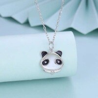wholesale S925 Sterling Silver White Mother-of-Pearl Little Panda Necklace for Women, Small-scale Design Mascot, Lovely Cartoon Collarbone Jewelry-Panda Necklace--Gold&gt;925 Silver