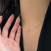 wholesale S925 Sterling Silver Korean Geometric Drip Glaze Necklace for Women, Minimalist Niche Luxury Ins Style Collarbone Chain-Sterling silver