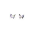 wholesale S925 Sterling Silver Inlaid with Synthetic Glass Threaded Set Stud Earrings, Ins Style Exquisite and Dainty Ear Accessories M04684-0-4
