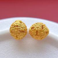 wholesale Gold-plated 925 Ancient Silver Fittings Chased Floral Bead Spacer Beads Lucky Beads Hollow-Out Beads Loose Beads DIY Bracelet String Accessories-One (approximately 9.7*10.5*1.8 mm)