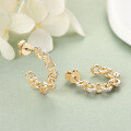 Sterling Silver C-Shaped Chain Semi-Hoop Moissanite Earrings-0-2