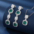 wholesale 925 Sterling Silver Plated with Real Gold, High-Quality Lab-Created Emerald Necklace and Earrings Set, Fine Craftsmanship-0-1