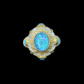 wholesale 925 Silver Gold-Plated Ring with High-Carbon Diamonds, Frosted Finish, Opal, Exquisite Fashion Jewelry, Versatile Accessory for Women-0-0