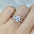 wholesale S925 Sterling Silver Moissanite Classic Eight-Claw Ring with Certificate, Factory Wholesale-0-2