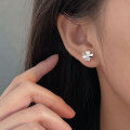 wholesale S999 Silver Korean Style Classic Four-Leaf Clover Ear Studs for Women, Small and Exquisite, Light Luxury, Fashionable, High-End Trendy Earrings-0-0