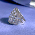 wholesale S925 Sterling Silver Full Pavé Diamond with Fancy Shape Stone Ring, New Design for Cross-Border European and American High-End Style-0-2
