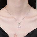 S925 Sterling Silver Moissanite French Pearl Vintage Pendant Necklace-0-2