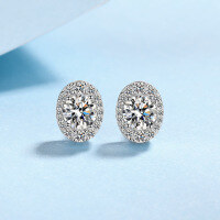 wholesale S925 Sterling Silver High-Quality 1-Carat Moissanite Fashion Minimalist Niche Luxury Stud Earrings Ready to Ship Wholesale-1 carat moissanite (50 points per piece)  925 silver