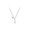 wholesale S925 Sterling Silver Lucky Square Pendant Minimalist Women's Collarbone Necklace With Engraved English Lettering-0-0