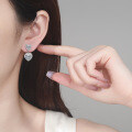 S925 Sterling Silver Moissanite Double Heart Stud Earrings-0-2