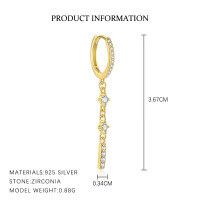 wholesale S925 Sterling Silver Geometric Triangle Earrings With Sparkling Zircons, Women's Trendy Unique Design-E5144-Gold/Pair 925 Silver