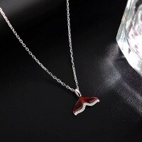 wholesale S925 Sterling Silver Mermaid Tail Natural Shell Necklace for Women, Fashionable and Elegant, Unique and Versatile Collarbone-Platinum 925 silver