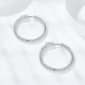 wholesale S925 Sterling Silver New European and American Hoop Earrings for Women with High-End Moissanite Studs-0-1