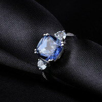 wholesale S925 Sterling Silver Fashionable Light Luxury Large Carat Gemstone Ring with High-End Sense and Elegance, Set with Colored Crystals-Mix and Match Gems US Size 10